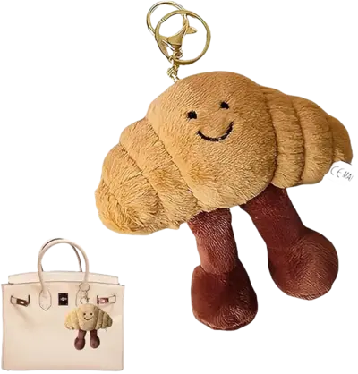 Porte-Clés Croissant Doudou Marron