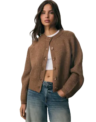 Gilet boutonné en maille - Camel