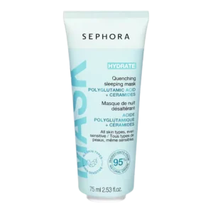 Masque de nuit gelée hydratant à l'acide polyglutamique et aux céramides, pour réhydrater et repulper ta peau.